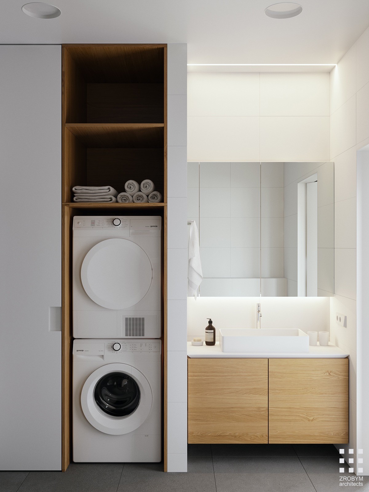 40 Bathroom Designs With Washing Machines - DigsDigs