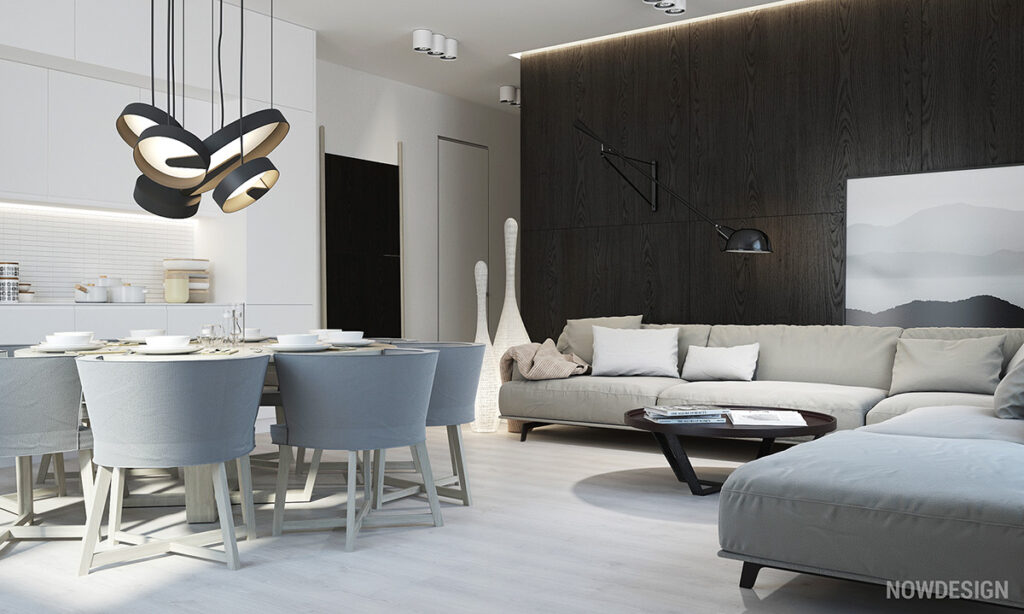 White & Grey Interior Design In The Modern Minimalist Style