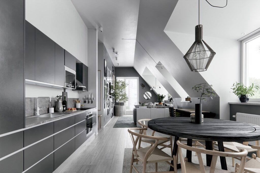 Grey kitchen diner Interior Design Ideas