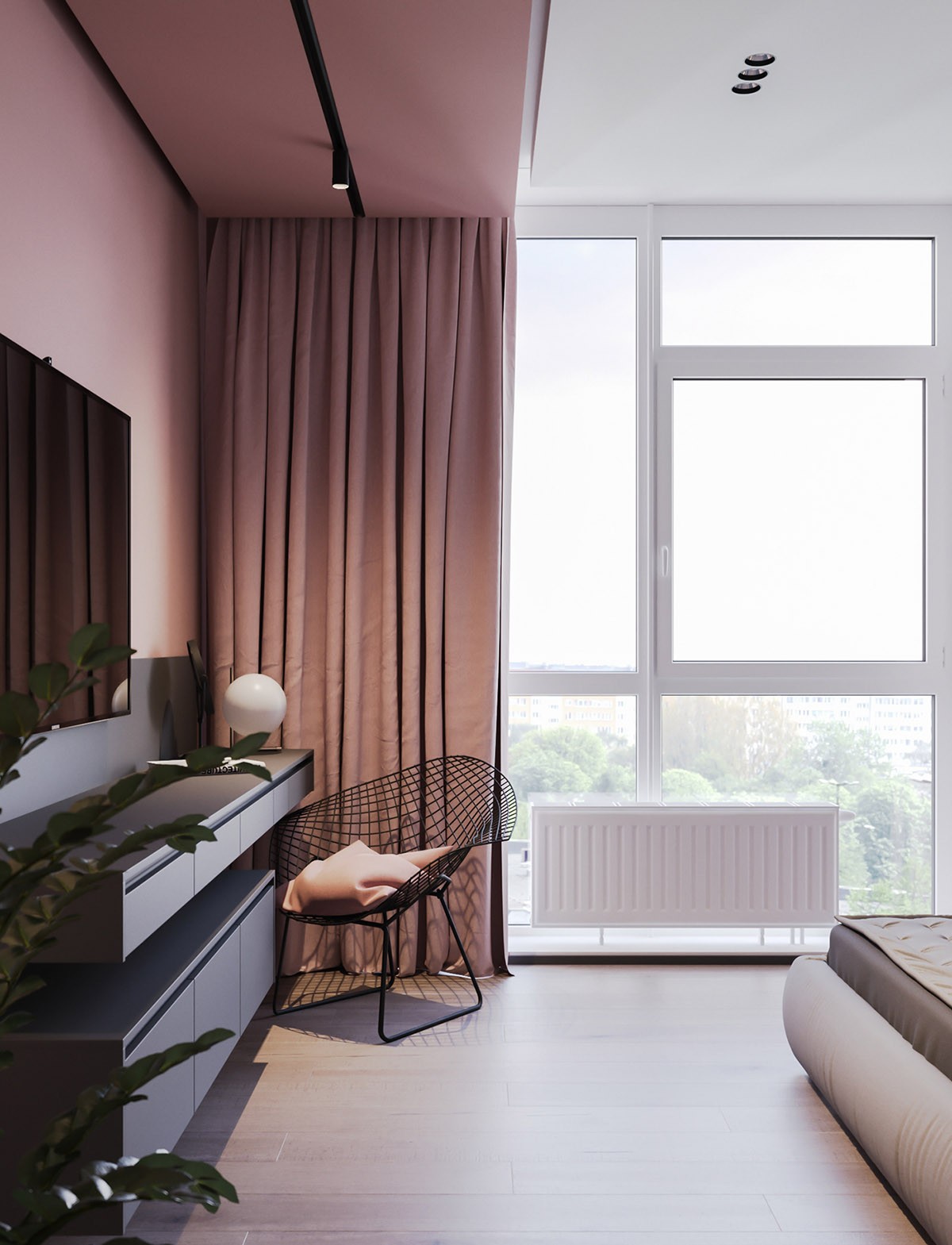 A Striking Example Of Interior Design Using Pink & Grey