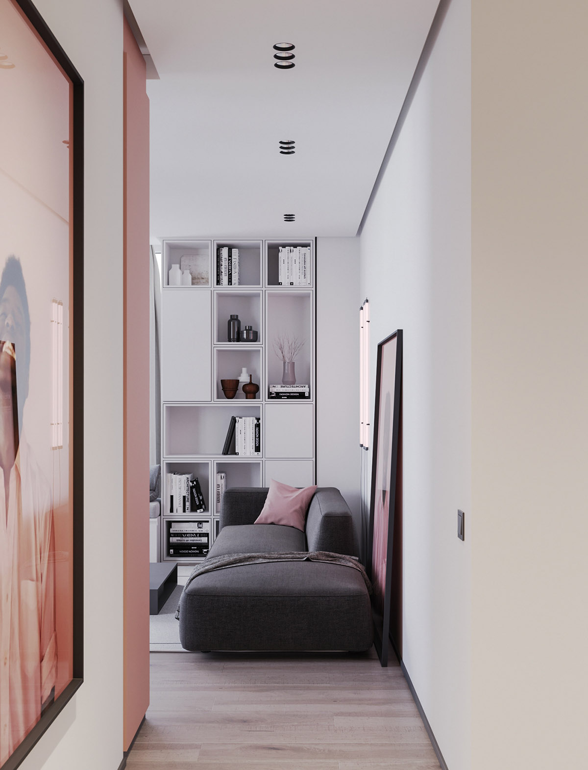 A Striking Example Of Interior Design Using Pink & Grey