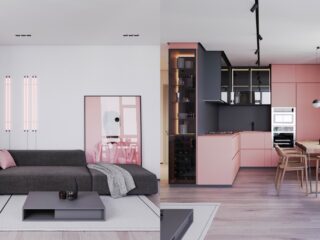 A Striking Example Of Interior Design Using Pink And Grey