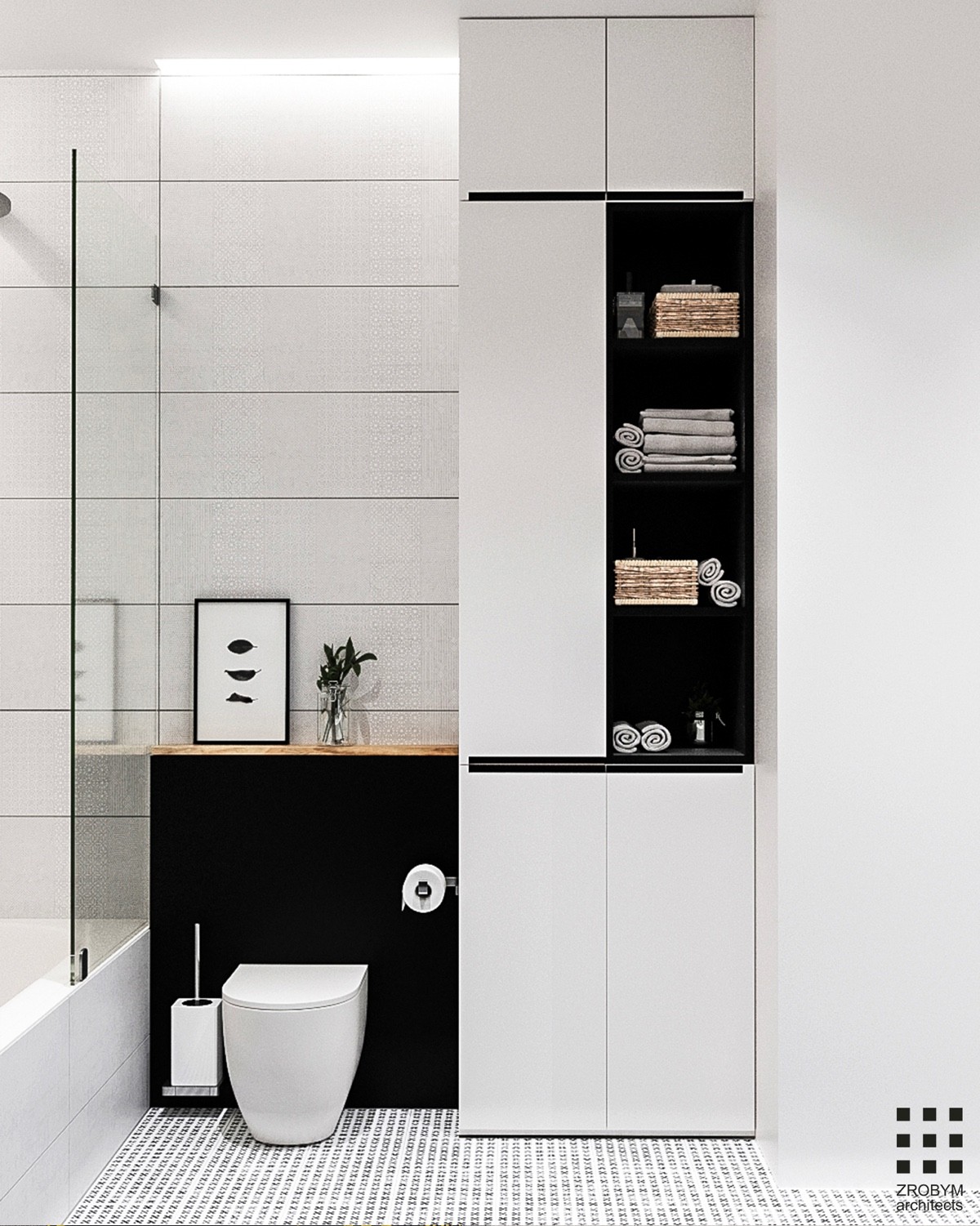 White Tiles Grey Grout Bathroom