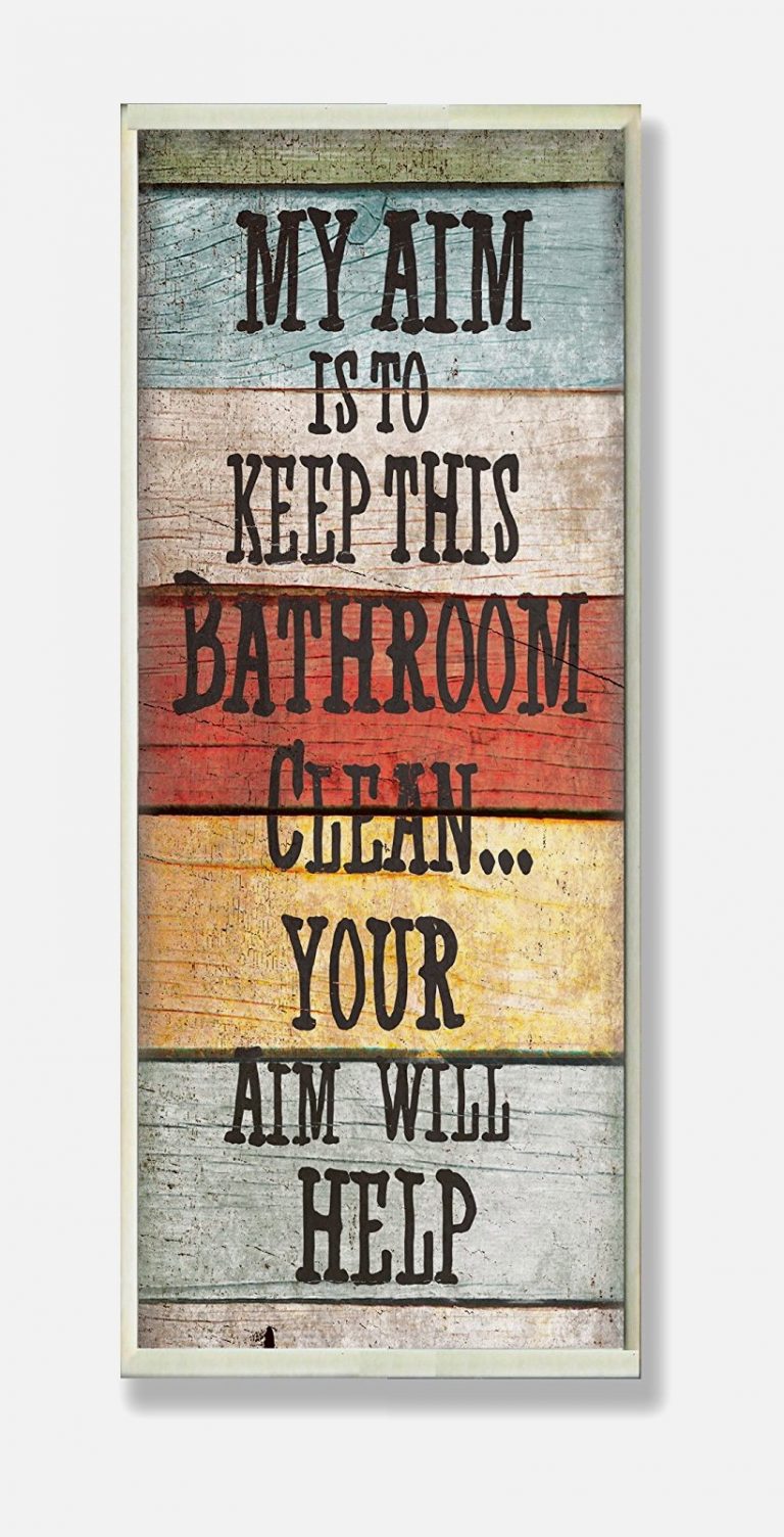 Colored Wood Funny Bathroom Quote Print For Gray Bathroom Wall Decor