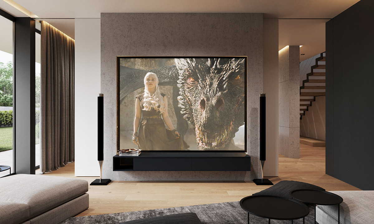 Large Projector Screen TV In Family Room Game of Thrones Room ...
