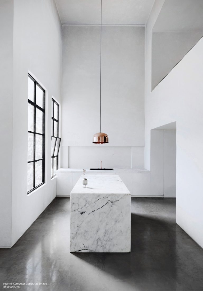 White marble kitchen island Interior Design Ideas