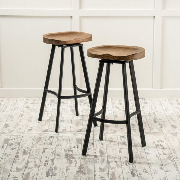 Metal and wood on sale swivel bar stools