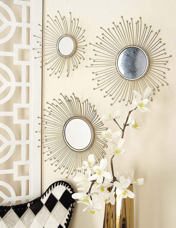 Luxury Geometric Overlapping Gold Metal Wall Mirror Home Decor-Homary