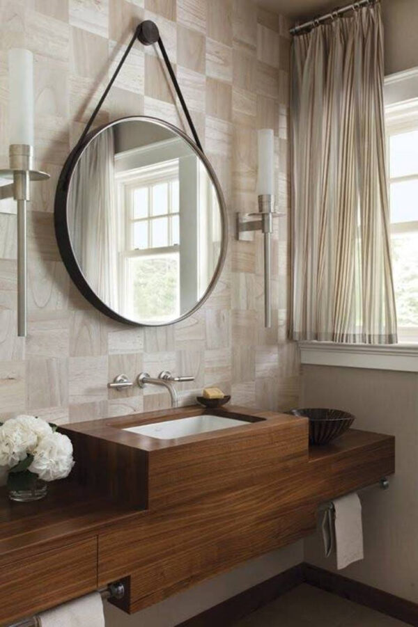 Hanging vanity shop mirror with lights