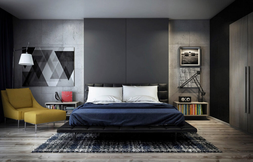 Modern grey bedroom | Interior Design Ideas
