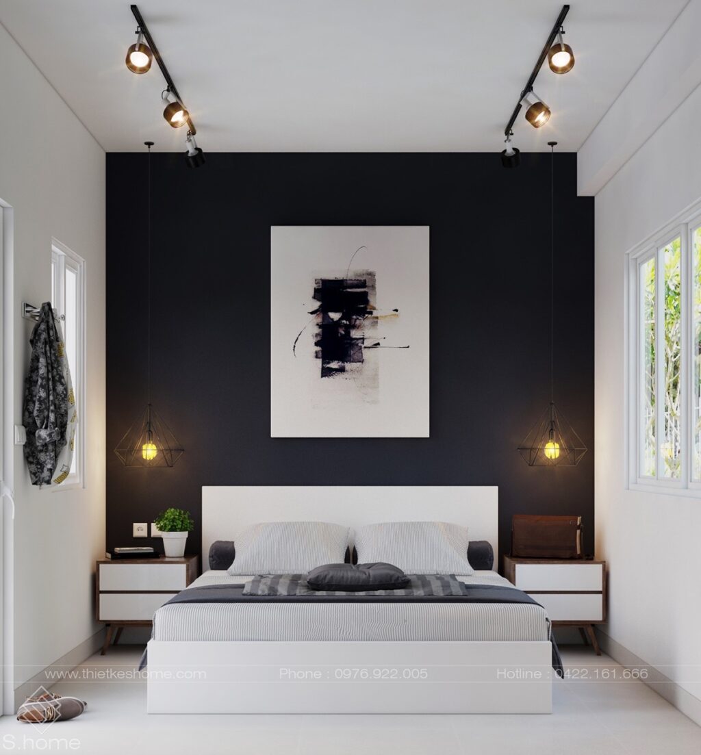 Black white wood bedroom decor Interior Design Ideas