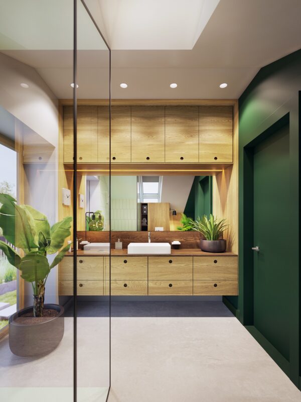 green accent walls in contemporary apartment design | Interior Design Ideas