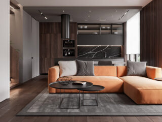 Penthouse Interior Design With Orange Accents