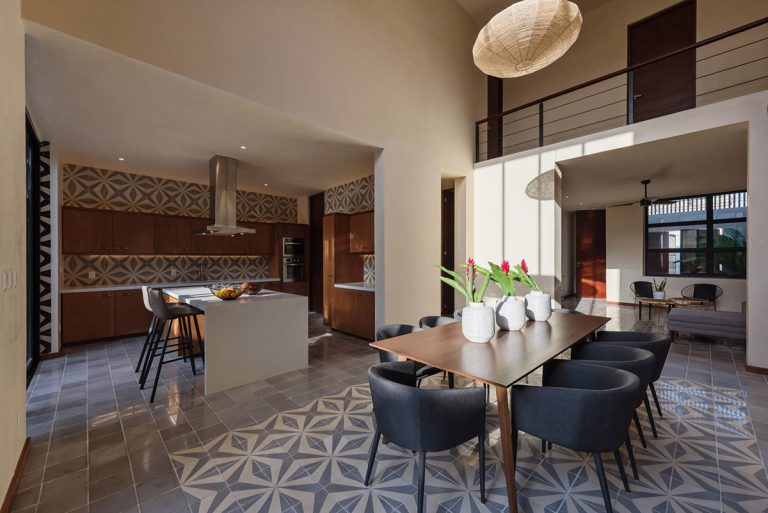 unique tile in kitchen and dining area | Interior Design Ideas