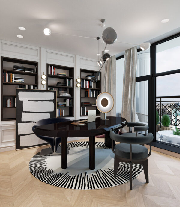 Black and white circle rug Interior Design Ideas