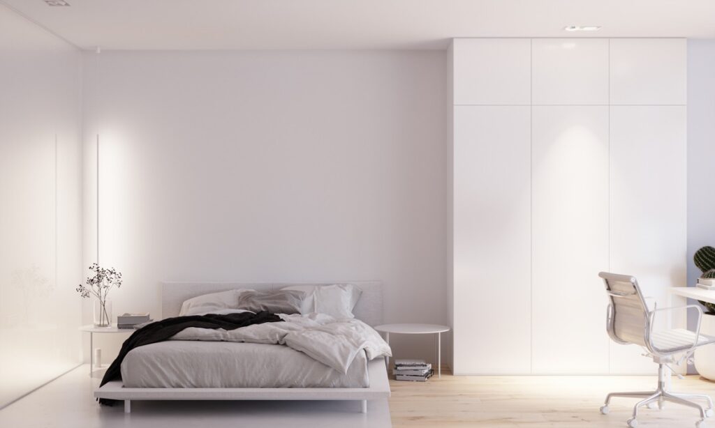 minimalist white bedroom Interior Design Ideas