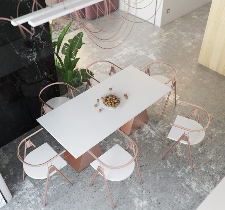 Luxury rose gold dining set Interior Design Ideas
