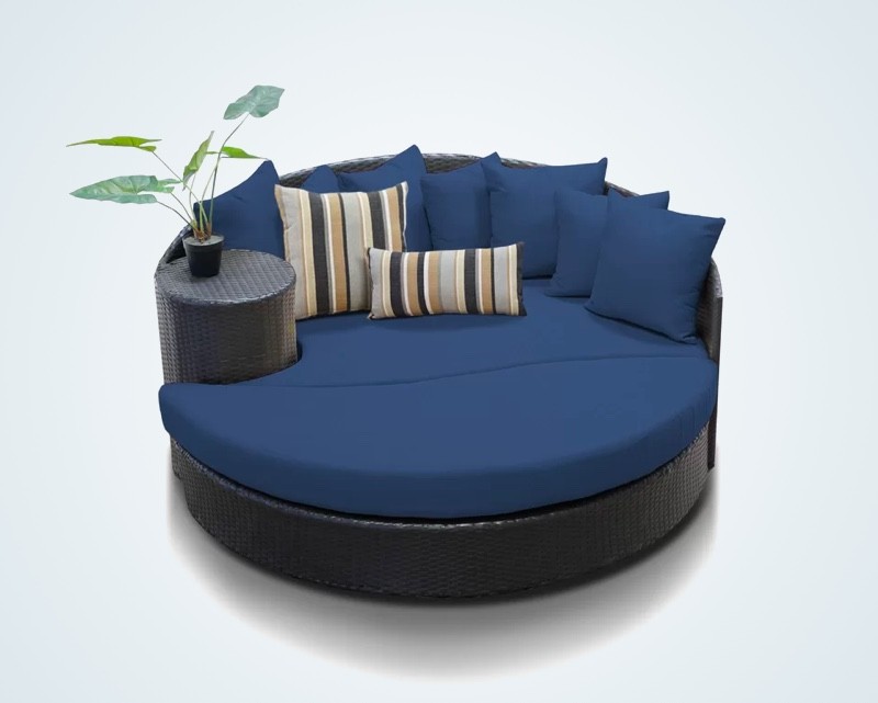 Large Circular Outdoor Loveseat Navy Blue Oversized Patio Sofa