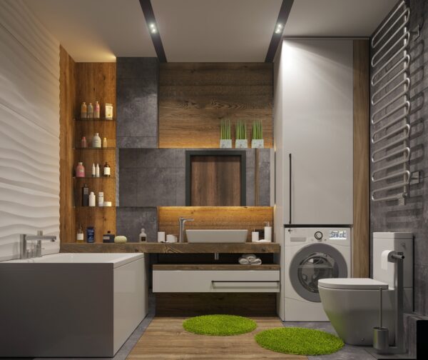 Modern bathroom utility room combo | Interior Design Ideas