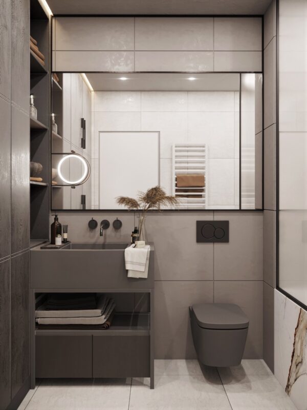 Grey modern bathroom vanity | Interior Design Ideas