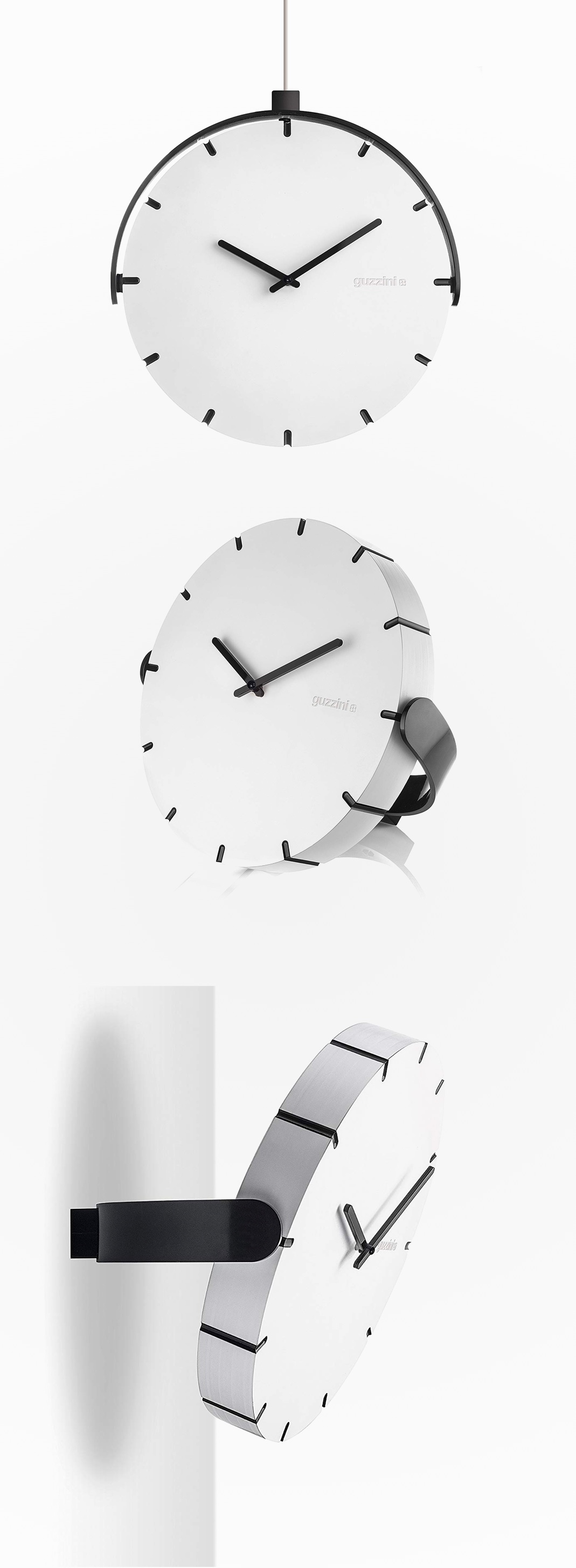 White And Black Adjustable Minimalist Mid Century Modern Clock