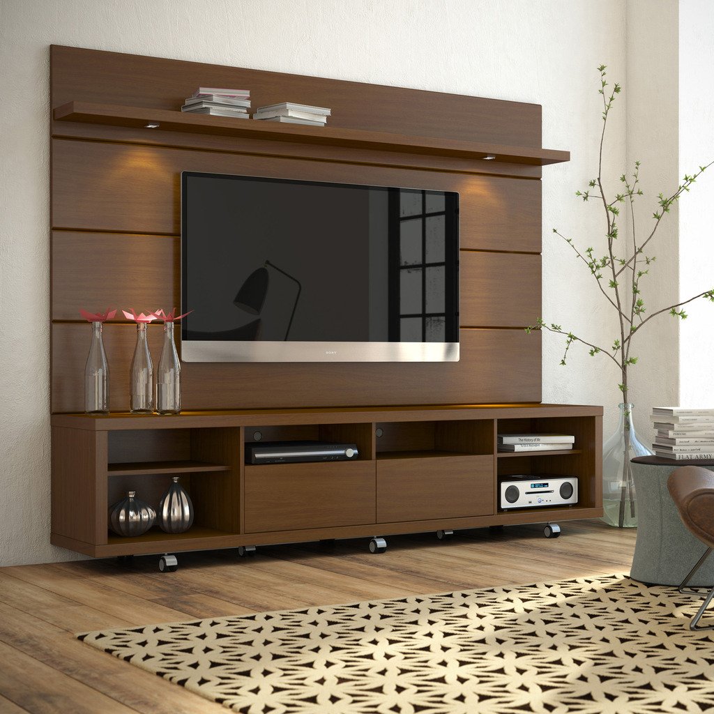 Wall mounted TV Panel and Free Standing TV Stand On Wheels With ...