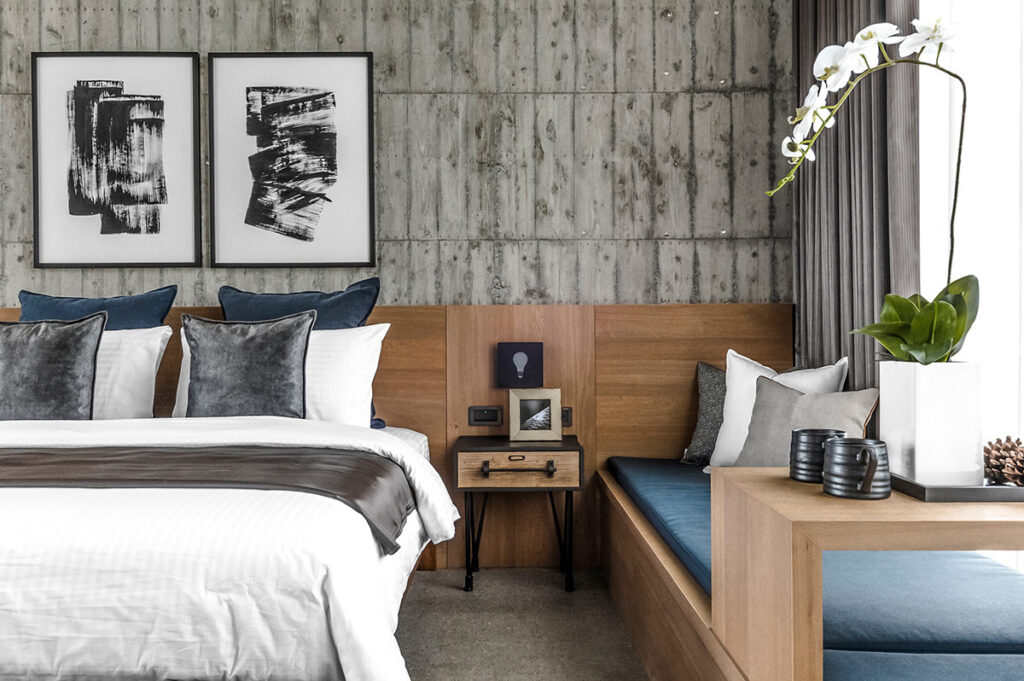 eclectic bedside table Interior Design Ideas