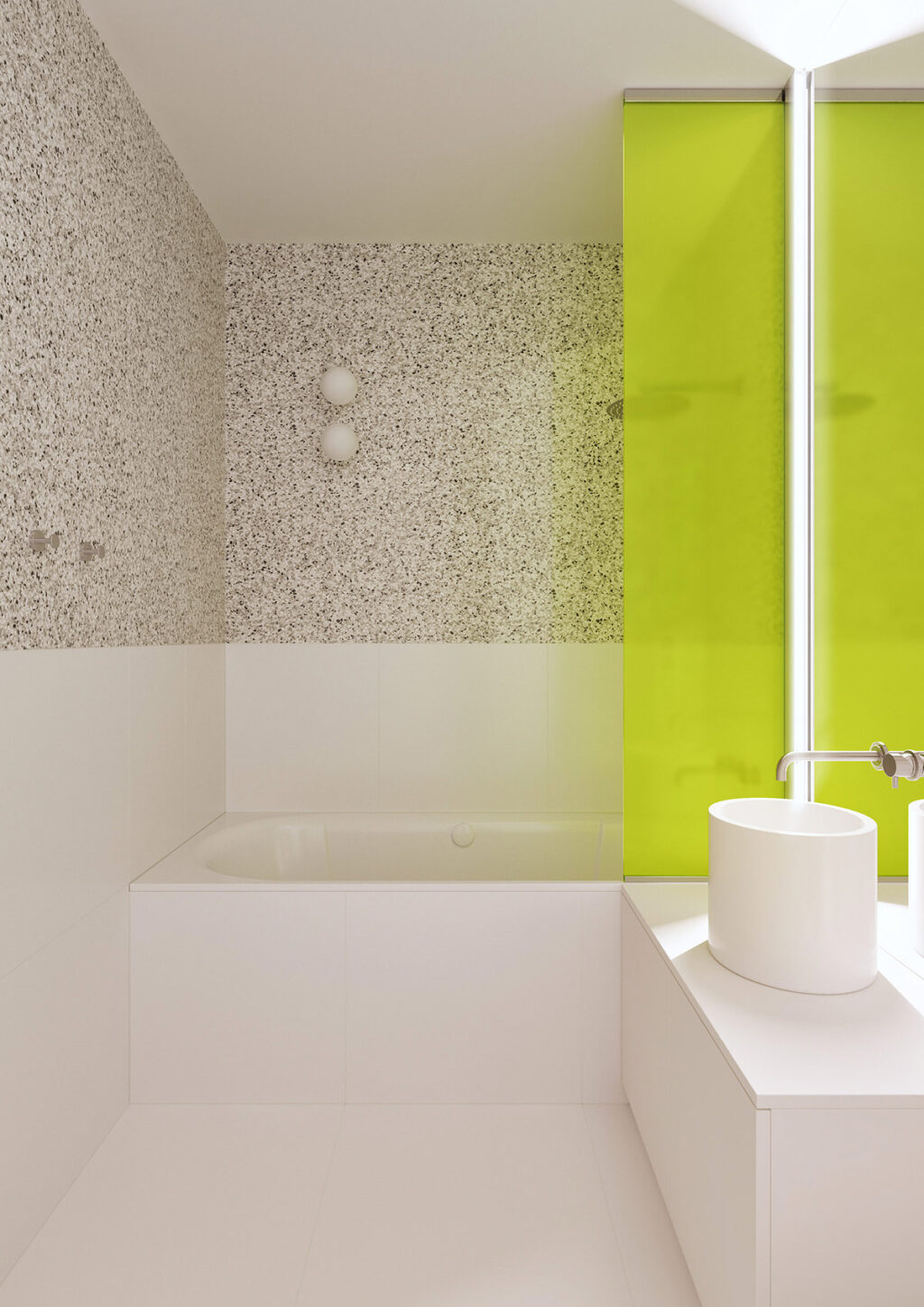 green and white bathroom Interior Design Ideas