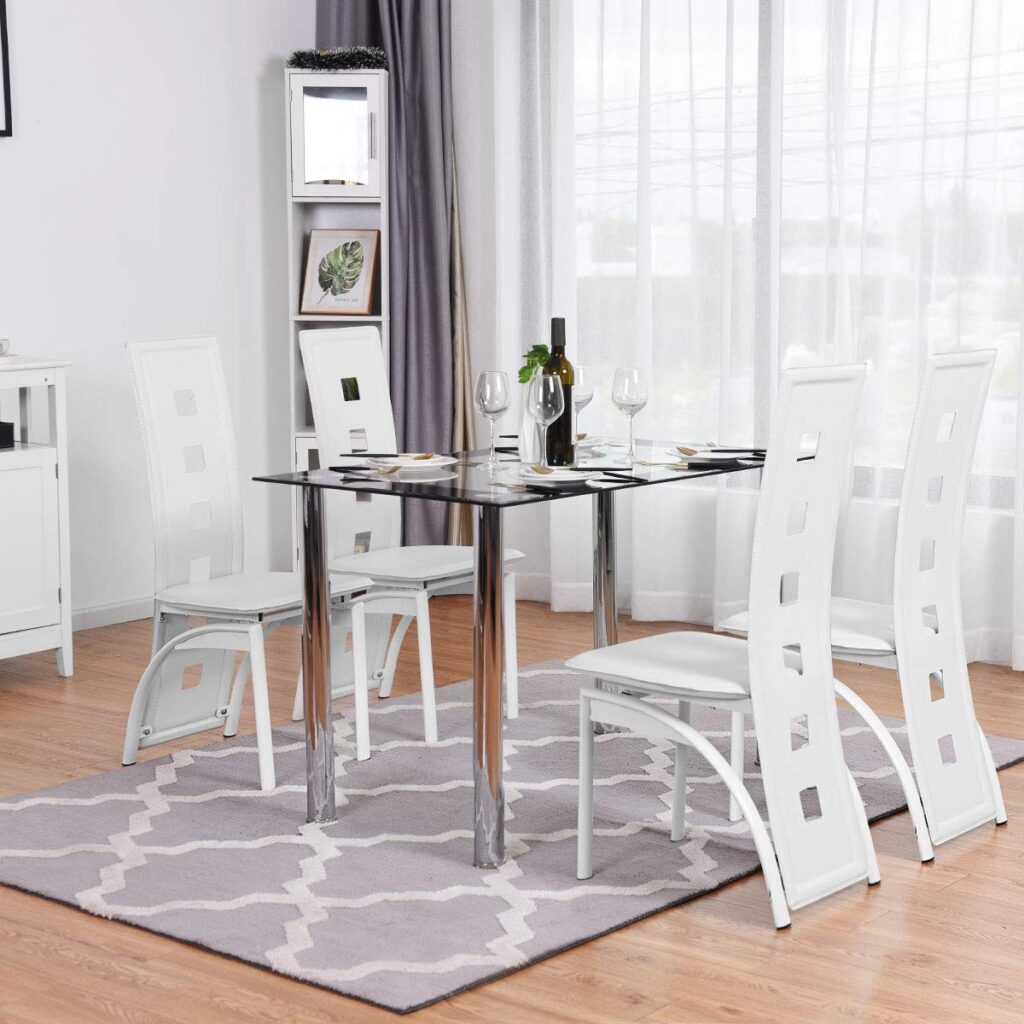 High Back Kitchen Chairs White Contemporary Dining Chairs with Large ...