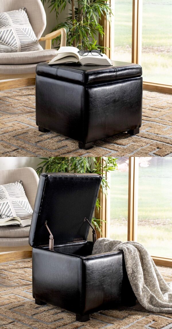 Small black storage ottoman deals