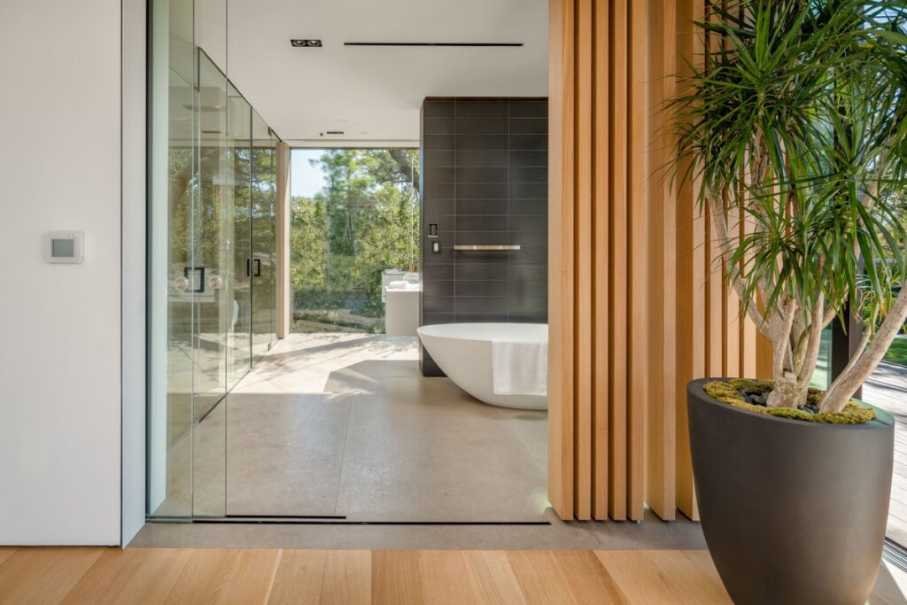 glass wall bathroom Interior Design Ideas