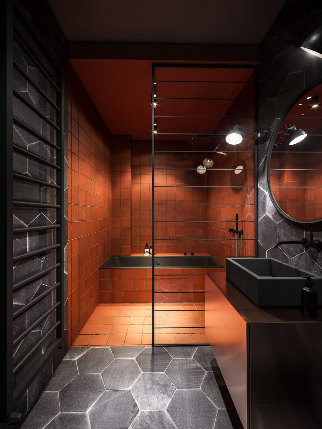 Grey Modern Industrial Apartment Interiors - Luxury Industrial Apartment Interiors With Large Format Tiles