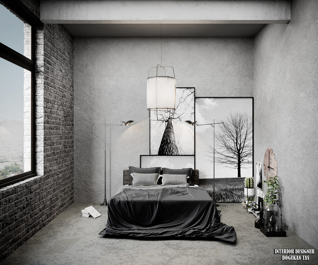 Image showcasing Grey Modern Industrial Apartment Interiors