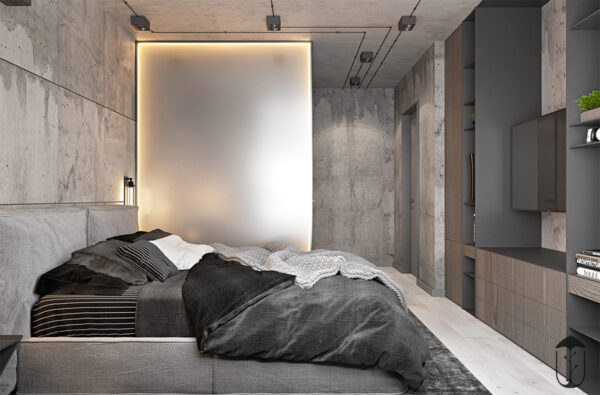 Image showcasing Grey Modern Industrial Apartment Interiors