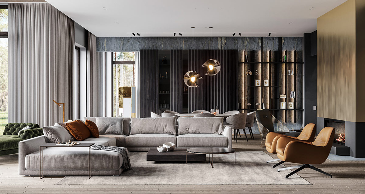 Black Grey And Gold Living Room