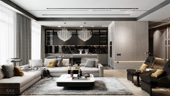 Luxury Modern Living In Grey And Gold