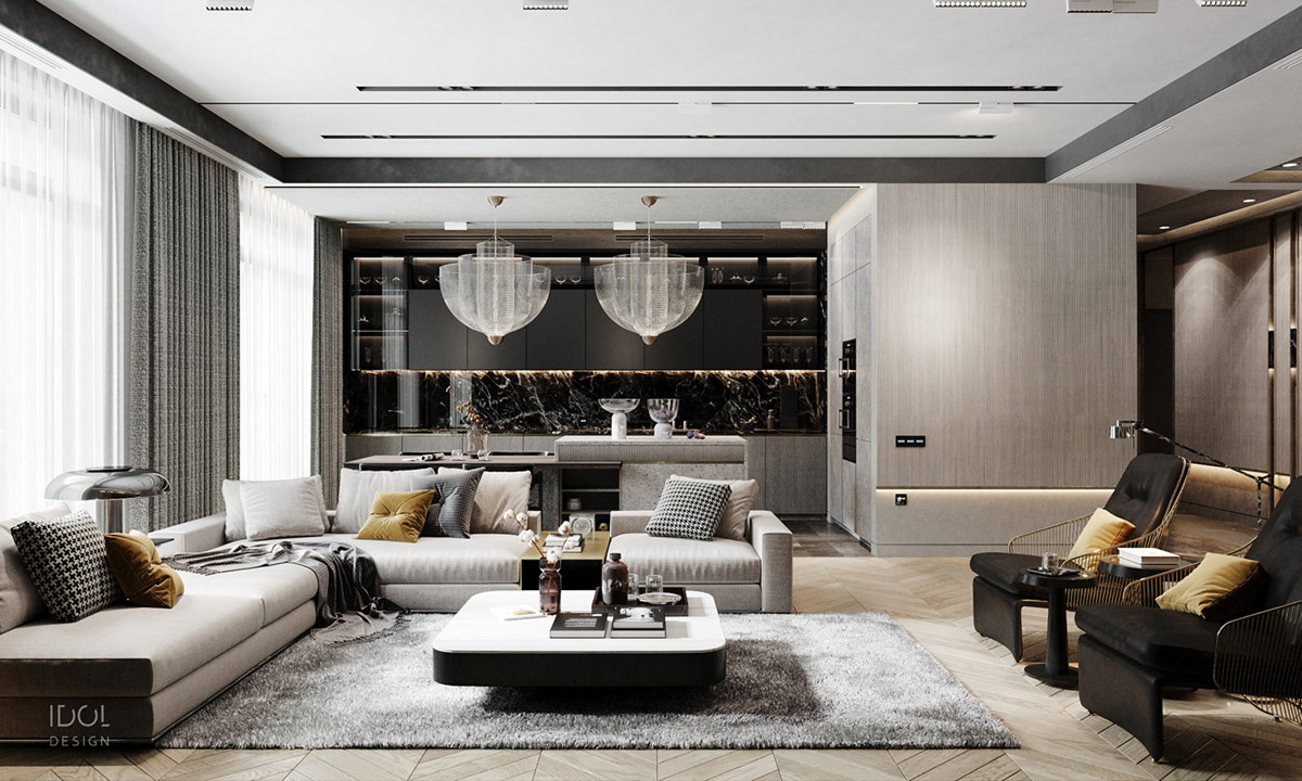 luxury modern silver living room