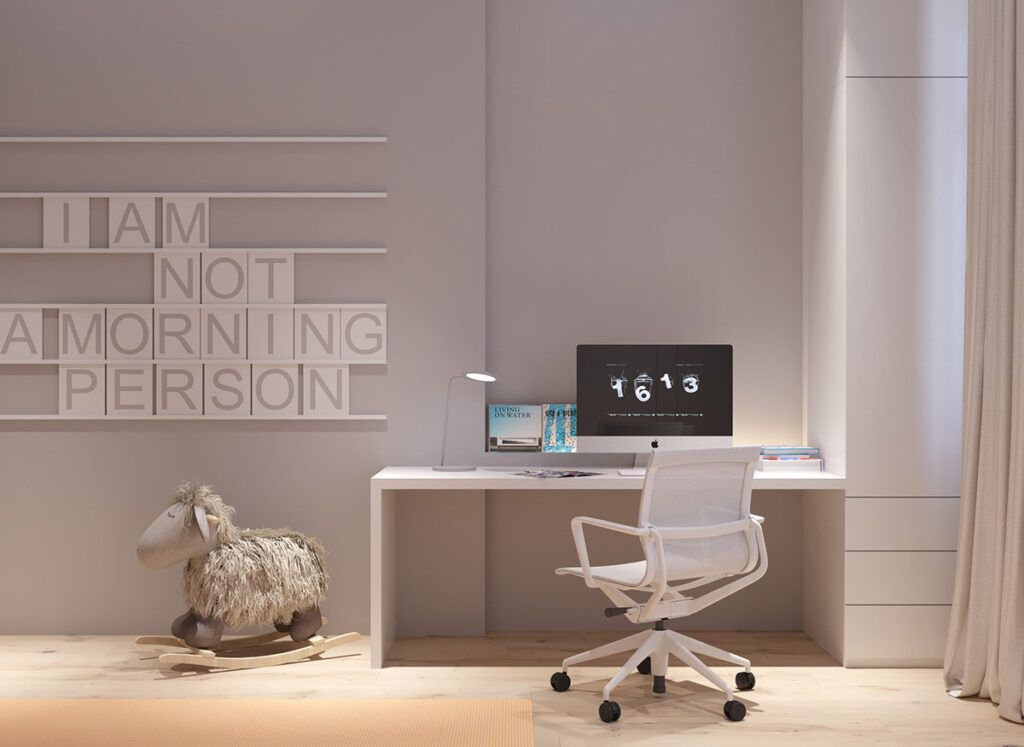 minimalist modern kids bedroom office design | Interior Design Ideas