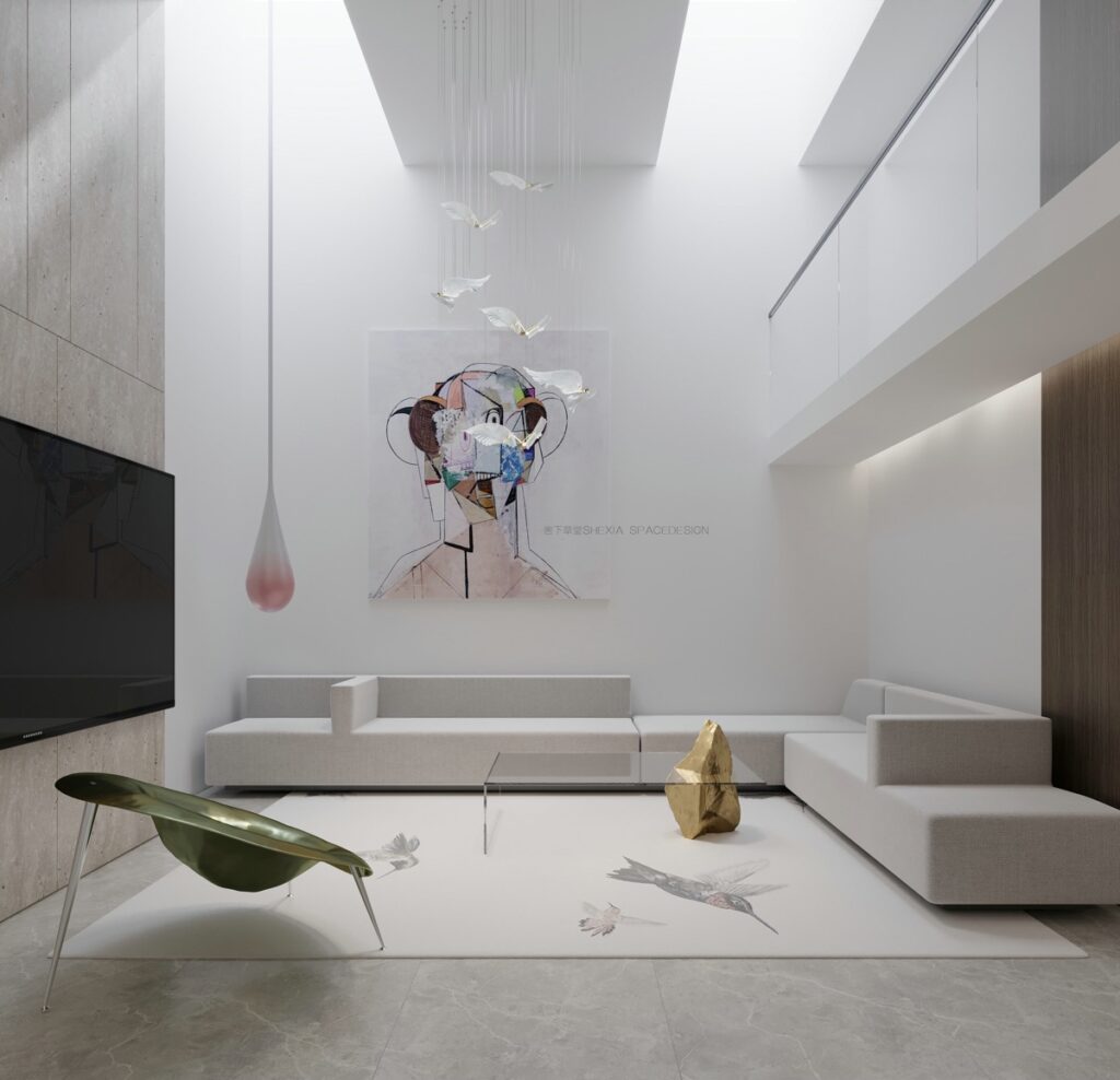 unique color theme ideas in marble entertainment room Interior Design