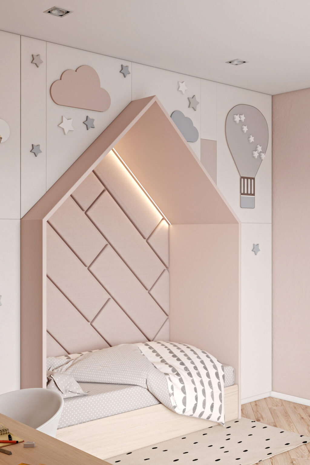 unique kids bed ideas house shaped nook with integrated lighting star