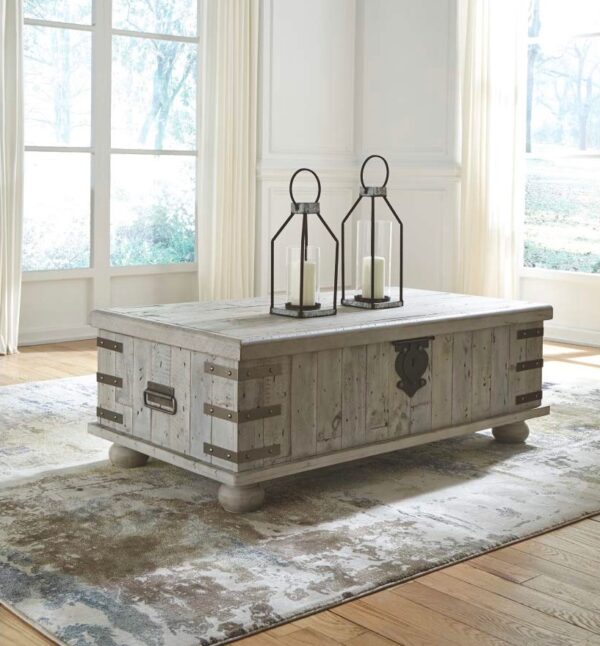 Distressed coffee table with storage deals
