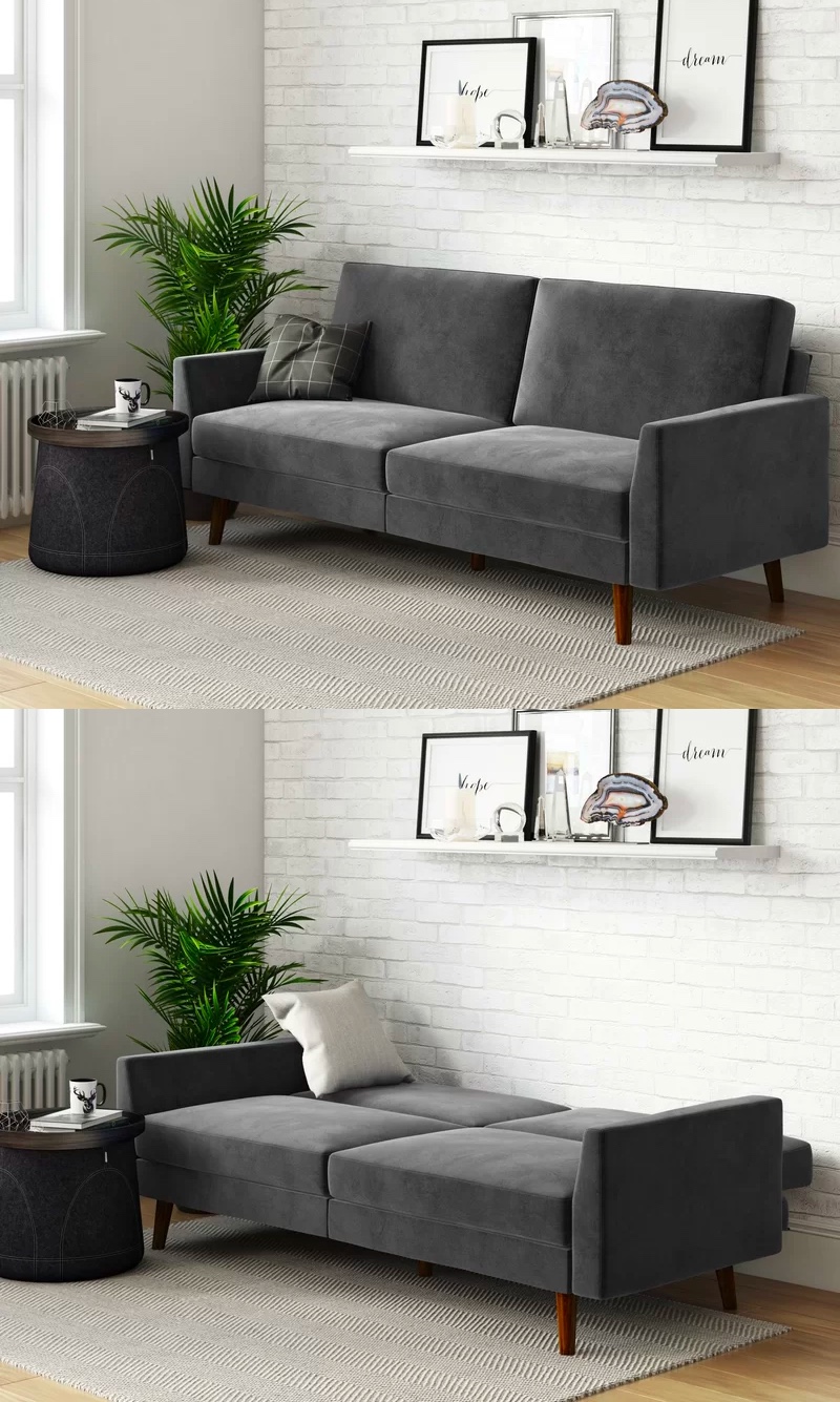 Minimalist Grey Sofa Bed Medium Gray