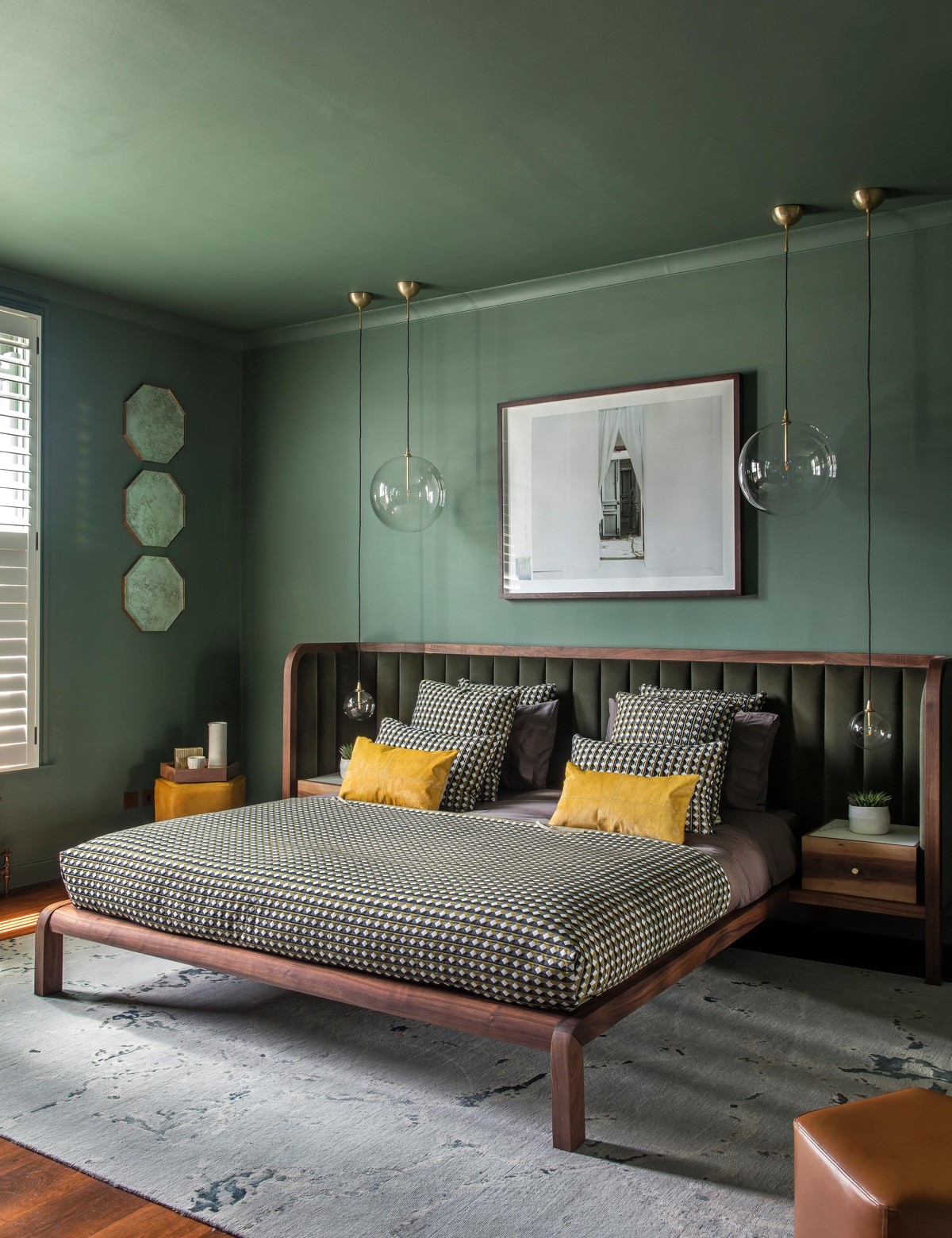 Olive green and discount black bedroom