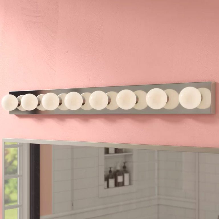 hollywood style white globe vanity lights chrome Interior Design Ideas