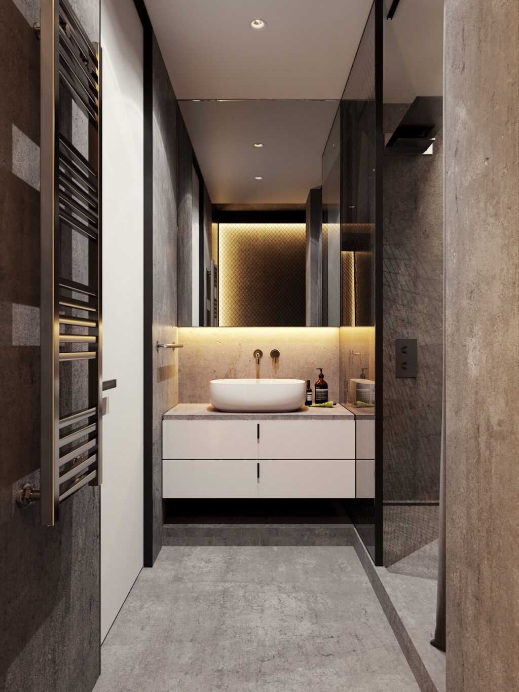 concrete bathroom floor Interior Design Ideas