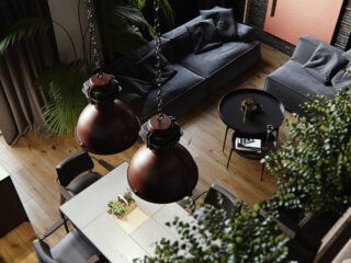 Moody Modern Industrial Interiors With Wood And Concrete Decor