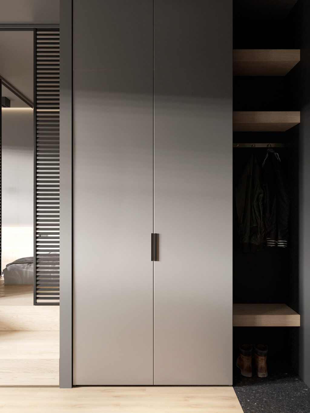 floor to ceiling studio apartment closet | Interior Design Ideas