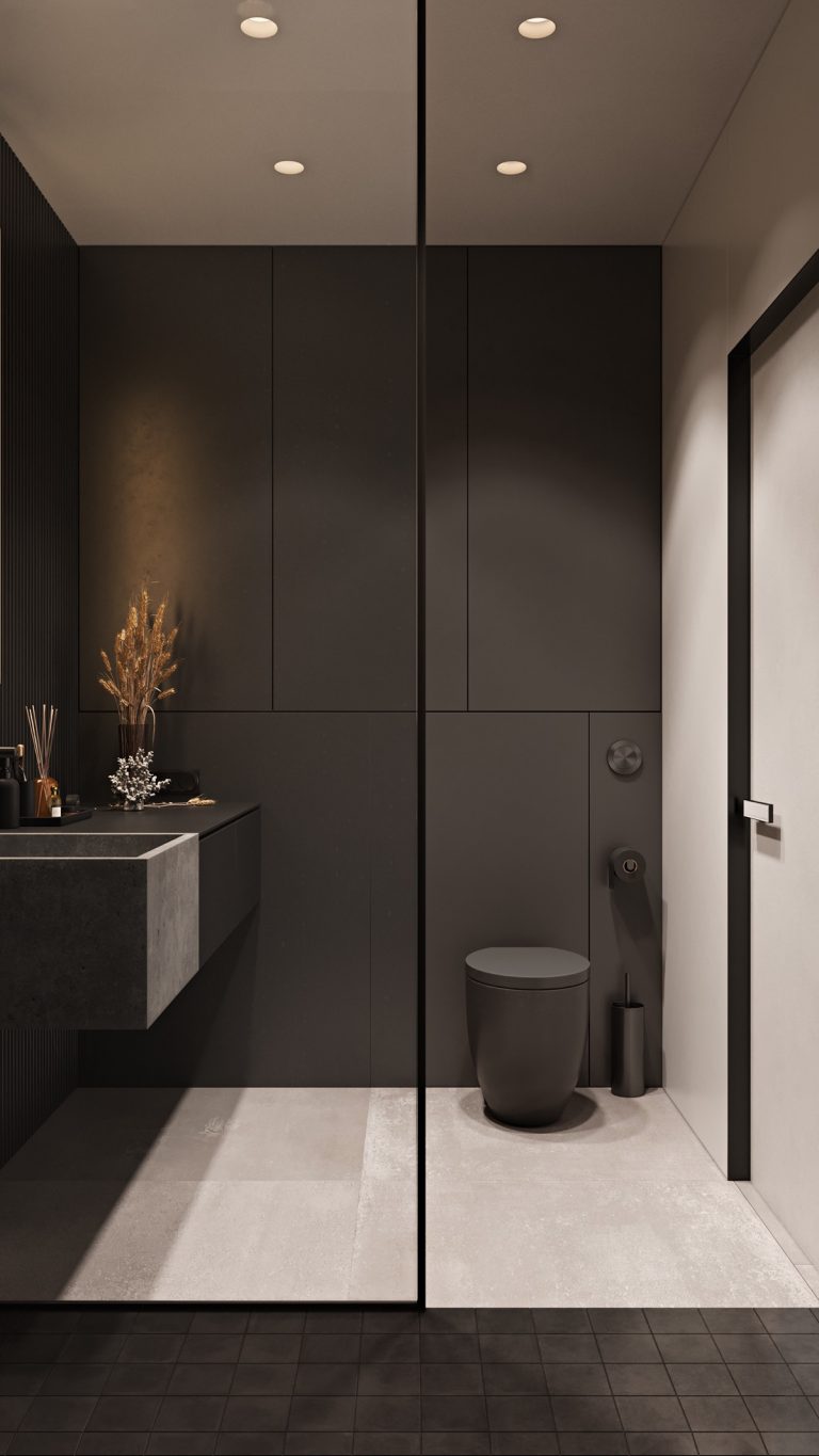 grey toilet Interior Design Ideas
