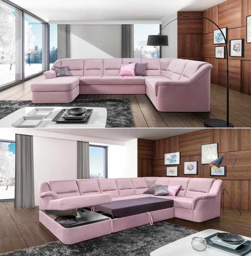 Light Pink Sectional Sleeper Sofa Queen