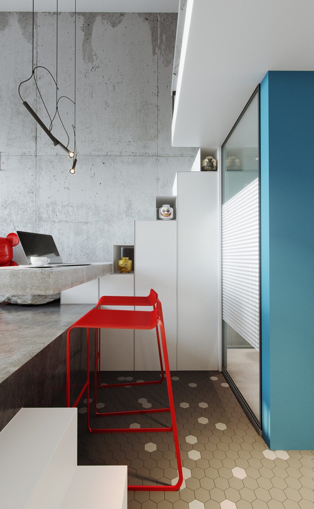 red bar stools | Interior Design Ideas